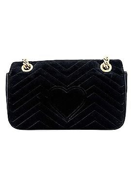 Gucci Gucci GG Marmont Quilted Small Chain Shoulder Bag for Women, with Rhinestones, Crossbody, Heart Design, GUCCI 443497, Velvet, Crystal, Black, Antique Gold Hardware (view 2)