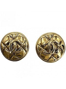 Chanel Chanel Earrings for Women, Matelassé Round, Coco Mark, Vintage, GP Gold, Approx. 20.1g (view 1)