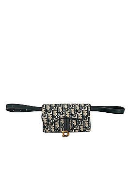 Christian Dior Christian Dior Dior Oblique Trotter Saddle Waist Bag Body Belt Navy Beige Canvas Leather Women's (view 1)