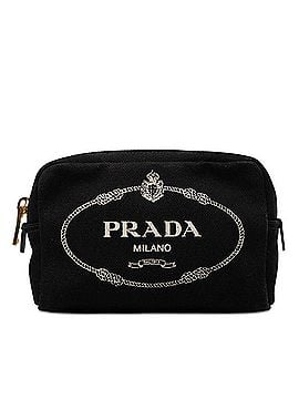 Prada Prada Canapa Logo Handbag Pouch 1NA021 Black Canvas Women's PRADA (view 1)