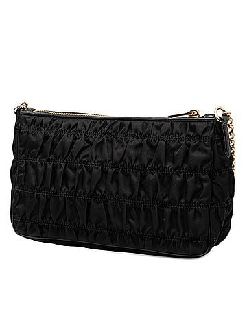 Prada Prada Chain Gathered Shoulder Bag, Black Nylon Leather, Women's PRADA (view 2)