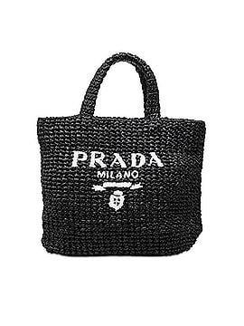 Prada Prada Crochet Triangle Logo Plate Tote Bag Handbag Black Viscose Women's PRADA (view 1)