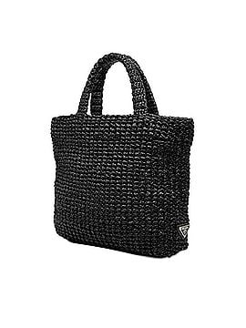 Prada Prada Crochet Triangle Logo Plate Tote Bag Handbag Black Viscose Women's PRADA (view 2)
