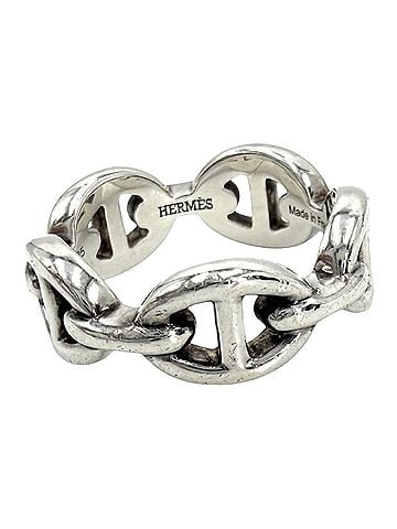 Hermès Hermes ring for men and women, Chaine d'Ancre Enchainée design, sterling silver 925, approximately 5.2g. (view 1)