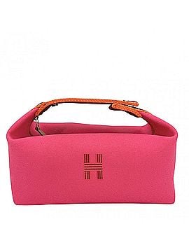 Hermès Hermes handbag, women's vanity pouch, Bride-à-Black PM, cotton, pink, silver hardware. (view 1)
