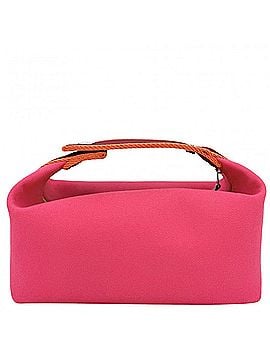 Hermès Hermes handbag, women's vanity pouch, Bride-à-Black PM, cotton, pink, silver hardware. (view 2)