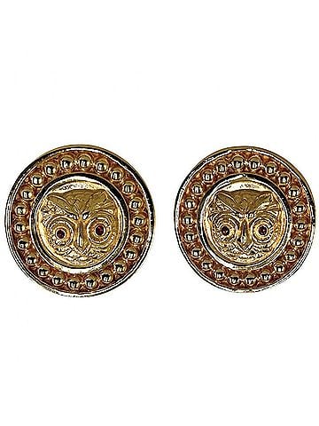 Chanel Chanel Earrings, Women's Accessories, Vintage Owl Motif, CHANEL GP Gold, Approx. 46.9g (view 1)