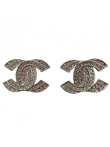 Chanel Chanel Earrings for Women, Coco Mark Design, CHANEL GP Rhinestone, A16C Gold Pink, Approx. 8.5g, 2016 (view 1)