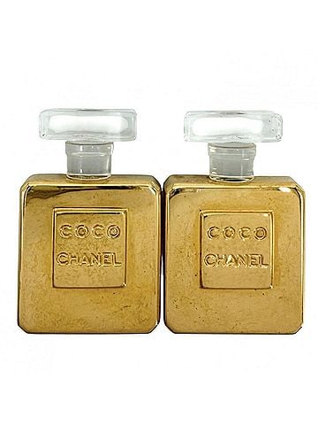 Chanel Chanel Earrings for Women, Perfume Motif, Gold, CHANEL GP, Approx. 38.9g (view 1)