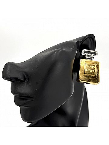 Chanel Chanel Earrings for Women, Perfume Motif, Gold, CHANEL GP, Approx. 38.9g (view 2)