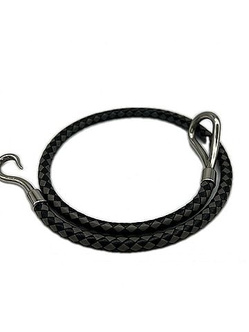 Hermès HERMES Jumbo H Leather Bracelet - Bracelet, Gray, Black Leather, Men's (view 1)