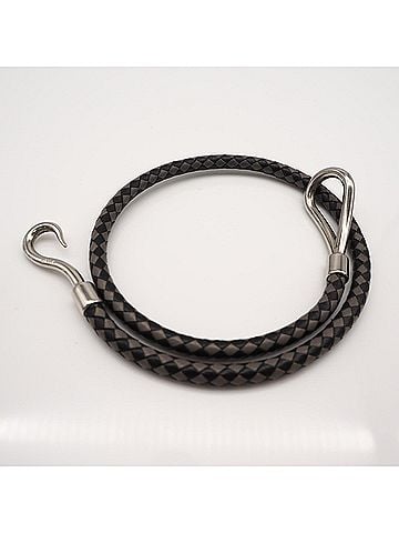 Hermès HERMES Jumbo H Leather Bracelet - Bracelet, Gray, Black Leather, Men's (view 2)