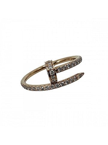 Cartier Cartier Juste un Clou Women's Ring, Semi-Pavé, 18K Pink Gold (Au750), Nail Design, Cartier, K18 Gold, Diamonds, Approx. 2.7g (view 1)