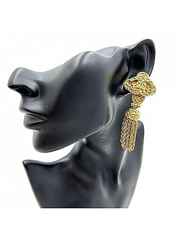 Chanel Chanel Earrings for Women, Coco Mark, Fringe, Vintage Gold, CHANEL GP 94A, Approx. 49g, 1994 (view 2)