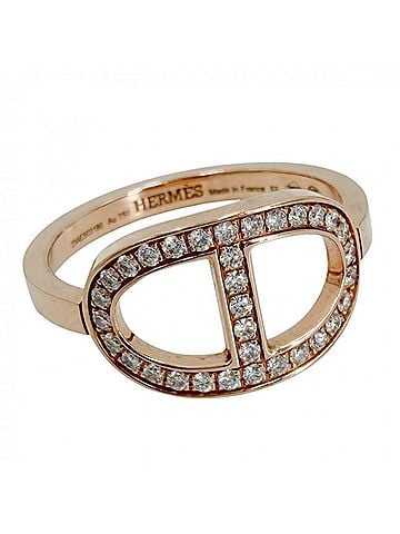 Hermès Hermes women's ring, Chaine d'Ancre Contour accessory, jewelry, Au750 18k rose gold, HERMES K18 pink diamond, approximately 3.5g (view 1)