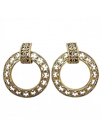 Chanel Chanel Earrings for Women, Coco Mark, Vintage, Round, CHANEL GP 2 5 Gold, Approx. 31.3g, 1990 (view 1)
