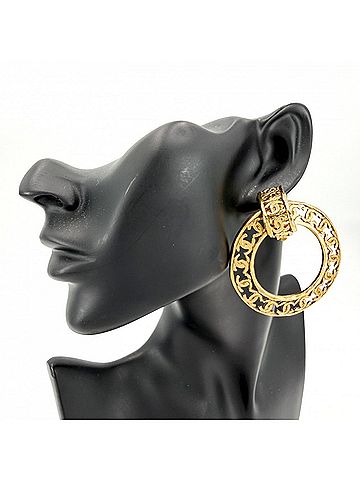 Chanel Chanel Earrings for Women, Coco Mark, Vintage, Round, CHANEL GP 2 5 Gold, Approx. 31.3g, 1990 (view 2)