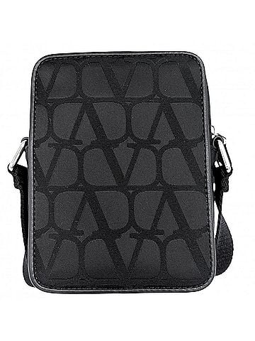 Valentino Garavani Valentino Garavani Men's Iconograph Shoulder Bag, Black with Silver Hardware. (view 2)