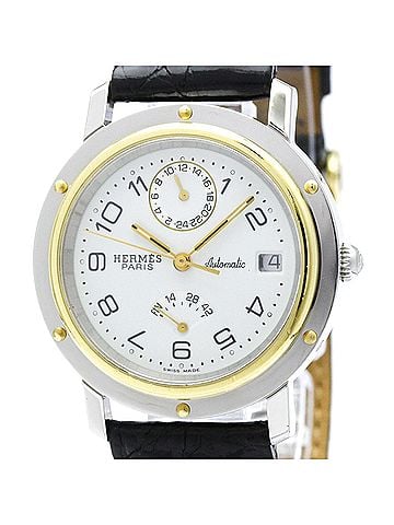 Hermès HERMES Clipper Power Reserve Gold Plated Steel Mens Watch CL5.720 Polished (view 1)