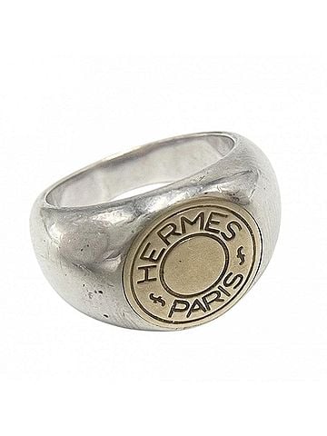 Hermès Hermes men's ring, Sellier jewelry, accessory, combination, vintage, Au750, 18k gold, 925 sterling silver, approximately 13.8g. (view 1)