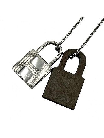 Hermès Hermes O'Kelly PM Necklace for Women, with Padlock, Adjustable Leather Strap, HERMES Z Stamp, Brown/Silver, Approx. 6.7g, 2021 Model (view 1)