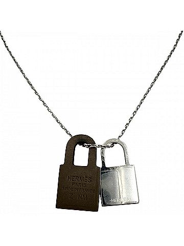 Hermès Hermes O'Kelly PM Necklace for Women, with Padlock, Adjustable Leather Strap, HERMES Z Stamp, Brown/Silver, Approx. 6.7g, 2021 Model (view 2)