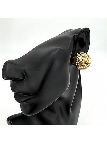 Chanel Chanel Earrings for Women, Matelassé Round, Coco Mark, Vintage, GP Gold, Approx. 18.3g (view 2)