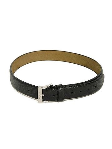 Prada Prada choker, Saffiano leather, double bracelet, logo, silver, Centurion design, black, men's and women's. (view 1)
