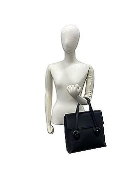 Gucci GUCCI (Old Gucci) Vintage Logo Engraved Hardware Leather Handbag Tote Bag Black 67753 (view 2)