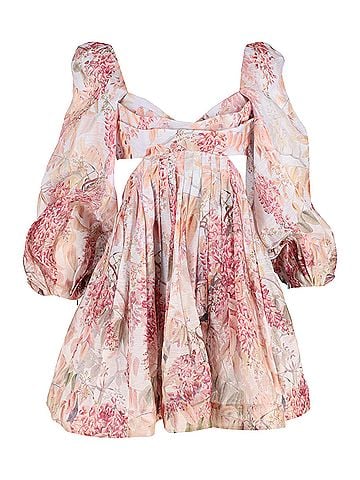 Zimmermann Zimmermann Botanica Bralette Mini Dress in Pink Silk (view 1)