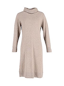 N.Peal N. Peal Roll Neck Long-sleeved Knit Midi Dress in Beige Cashmere (view 1)