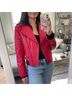 Alice + Olivia 100% Lambskin 95% Polyester 5% Elastane Solid Red Black Jacket Size XS - photo 4