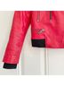 Alice + Olivia 100% Lambskin 95% Polyester 5% Elastane Solid Red Black Jacket Size XS - photo 5