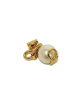 Valentino Valentino VALENTINO Earrings V Logo Signature Pearl Beads Ivory Gold Clip-on Mark Cream 3W2J0T71UXM Women's (view 2)