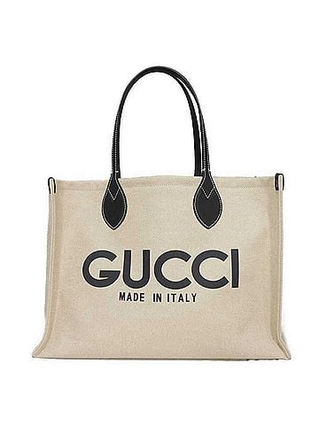 Gucci Gucci GUCCI Tote Bag Logo Print Medium Calfskin Dark Blue Japan Limited GG Supreme Cotton Linen Natural 772176 FACUL 8941 Men's Women's (view 1)