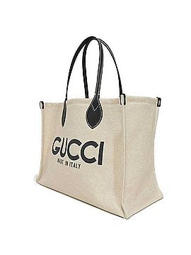 Gucci Gucci GUCCI Tote Bag Logo Print Medium Calfskin Dark Blue Japan Limited GG Supreme Cotton Linen Natural 772176 FACUL 8941 Men's Women's (view 2)