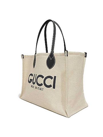 Gucci Gucci GUCCI Tote Bag Logo Print Medium Calfskin Dark Blue Japan Limited GG Supreme Cotton Linen Natural 772176 FACUL 8941 Men's Women's (view 2)