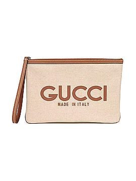 Gucci Gucci GUCCI Clutch Bag Logo Print Pouch Canvas Brown GG Supreme Cotton Linen Natural 777165 FACUL 8451 Men's (view 1)