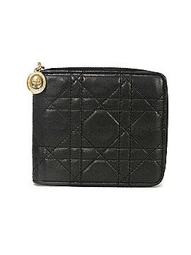 Christian Dior Christian Dior Dior Bi-fold Wallet, Cannage Zip, Old Model, Round Zipper, Vintage, CD Logo Charm, Black, Men's/Women's, Billfold (view 1)