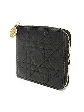 Christian Dior Christian Dior Dior Bi-fold Wallet, Cannage Zip, Old Model, Round Zipper, Vintage, CD Logo Charm, Black, Men's/Women's, Billfold (view 2)