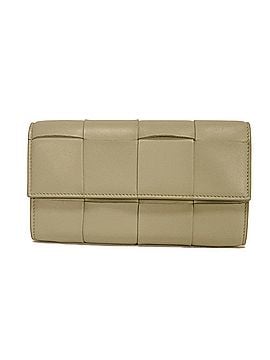 Bottega Veneta Bottega Veneta Cassette Large Flap Wallet, Sage, RFID, Maxi Intrecciato Travertine, 667433 VCQC4 2916, Men's &amp; Women's (view 1)