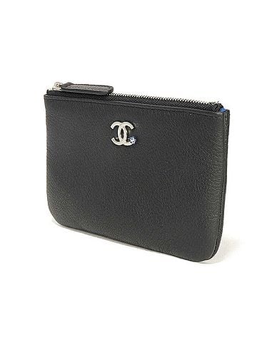 Chanel Chanel Coin Case, Coco Mark, Petite Camellia, Mini Zip Pouch, Goat Leather, Multicolor Pattern, Wallet, CC Black, A81659, Women's (view 2)