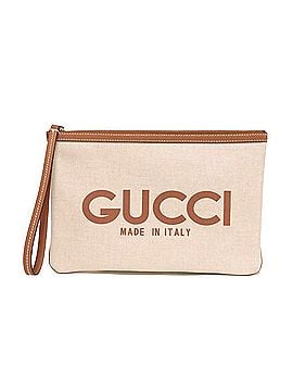 Gucci Gucci GUCCI Clutch Bag Logo Print Pouch Canvas Brown GG Supreme Cotton Linen Natural 777165 FACUL 8451 Men's Women's (view 1)