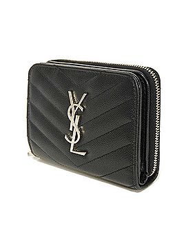 Yves Saint Laurent Yves Saint Laurent Saint Laurent Paris Monogram Compact Full-Zip Bi-fold Wallet, Grained Calf Leather, YSL Black, 403723 BOW02 1000, Men's/Women's, Billfold (view 2)