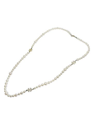 Chanel Chanel CHANEL Long Necklace A13P GP Faux Pearl Coco Mark Rhinestone (view 2)