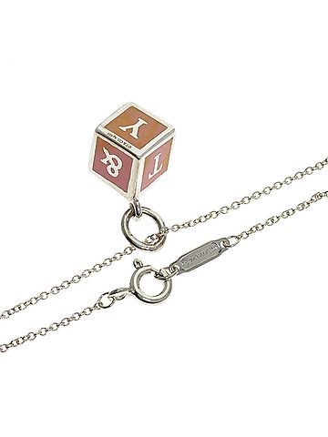 Tiffany & Co. Tiffany &amp; Co. Logo Cube Enamel Necklace, Silver, Women's. (view 2)