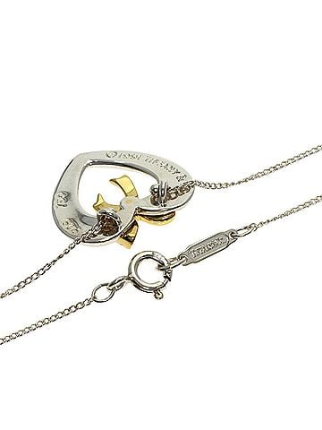 Tiffany & Co. Tiffany &amp; Co. Heart Ribbon Necklace, Silver/18K Yellow Gold, Women's. (view 2)