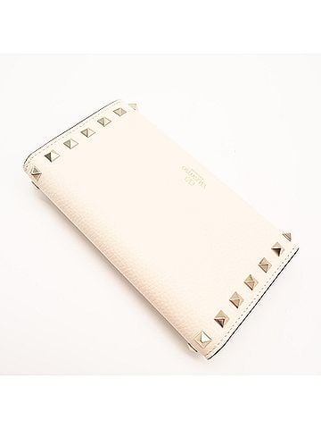 Valentino VALENTINO Rockstud Leather Long Wallet - Garavani WPO252VSH126 Wallet, Ivory Leather, Women's (view 2)