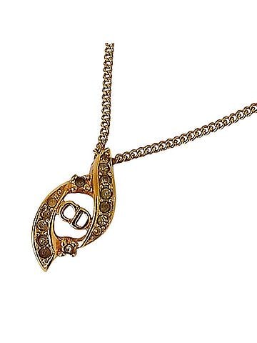 Christian Dior Christian Dior Vintage Logo Rhinestone Necklace, GP Gold Color, Women's (view 1)