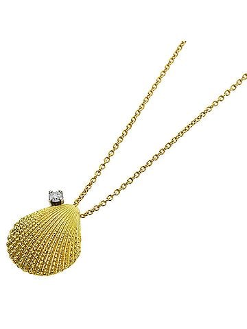 Tiffany & Co. Tiffany &amp; Co. Shell Diamond Necklace, 18K Yellow Gold, Women's. (view 1)